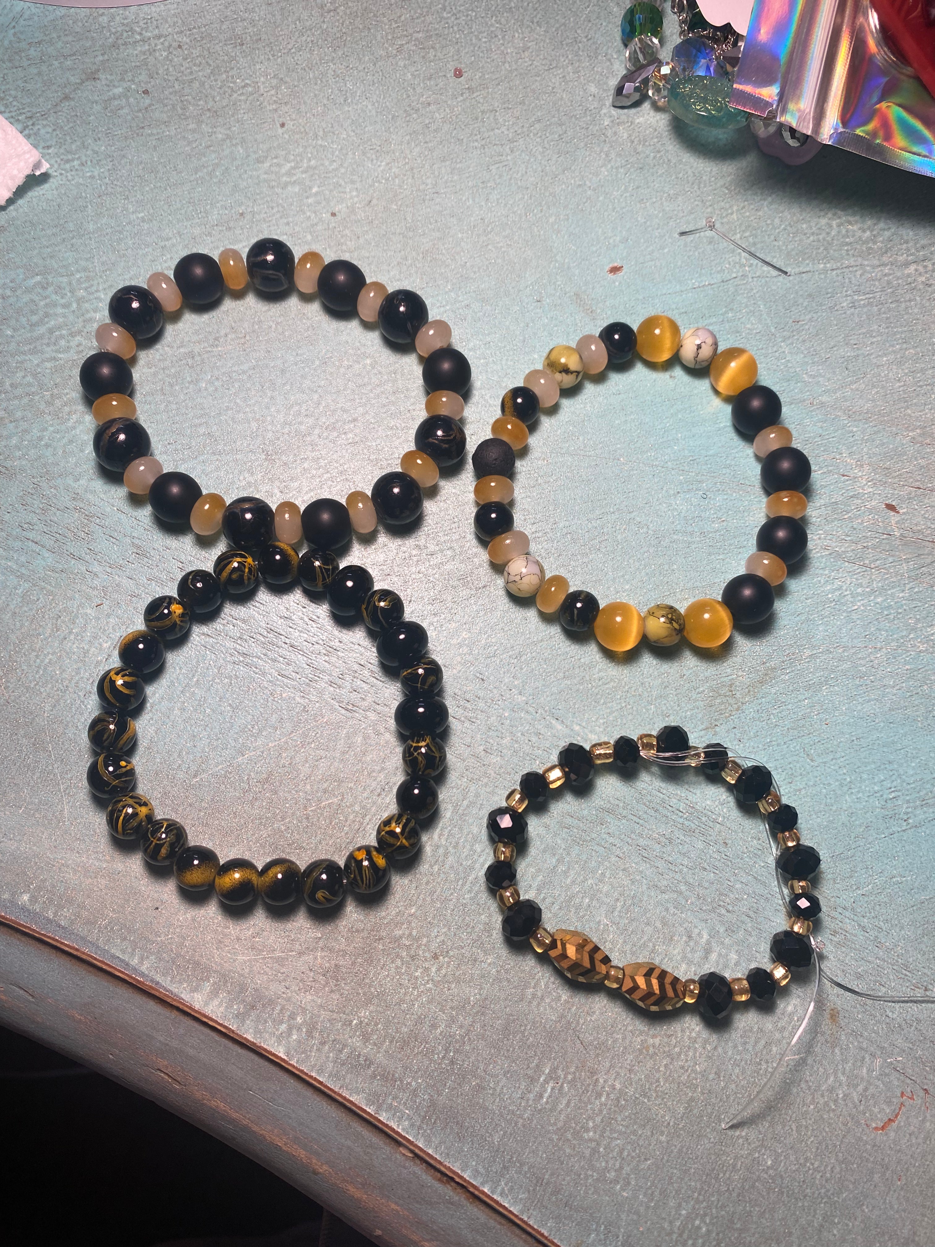 Black Glass beaded bracelet