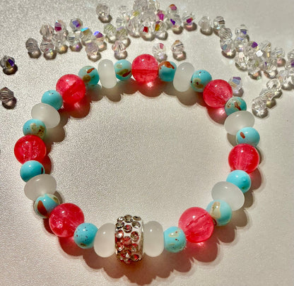 Glass Beaded and Rhinestone bracelet