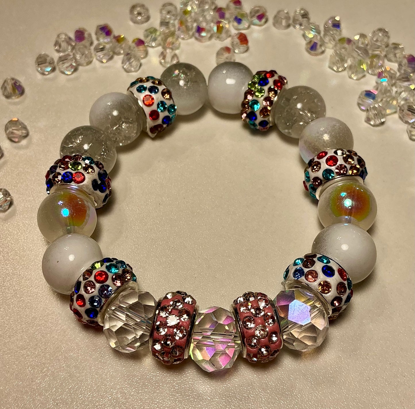 Glass Beaded and Rhinestone bracelet