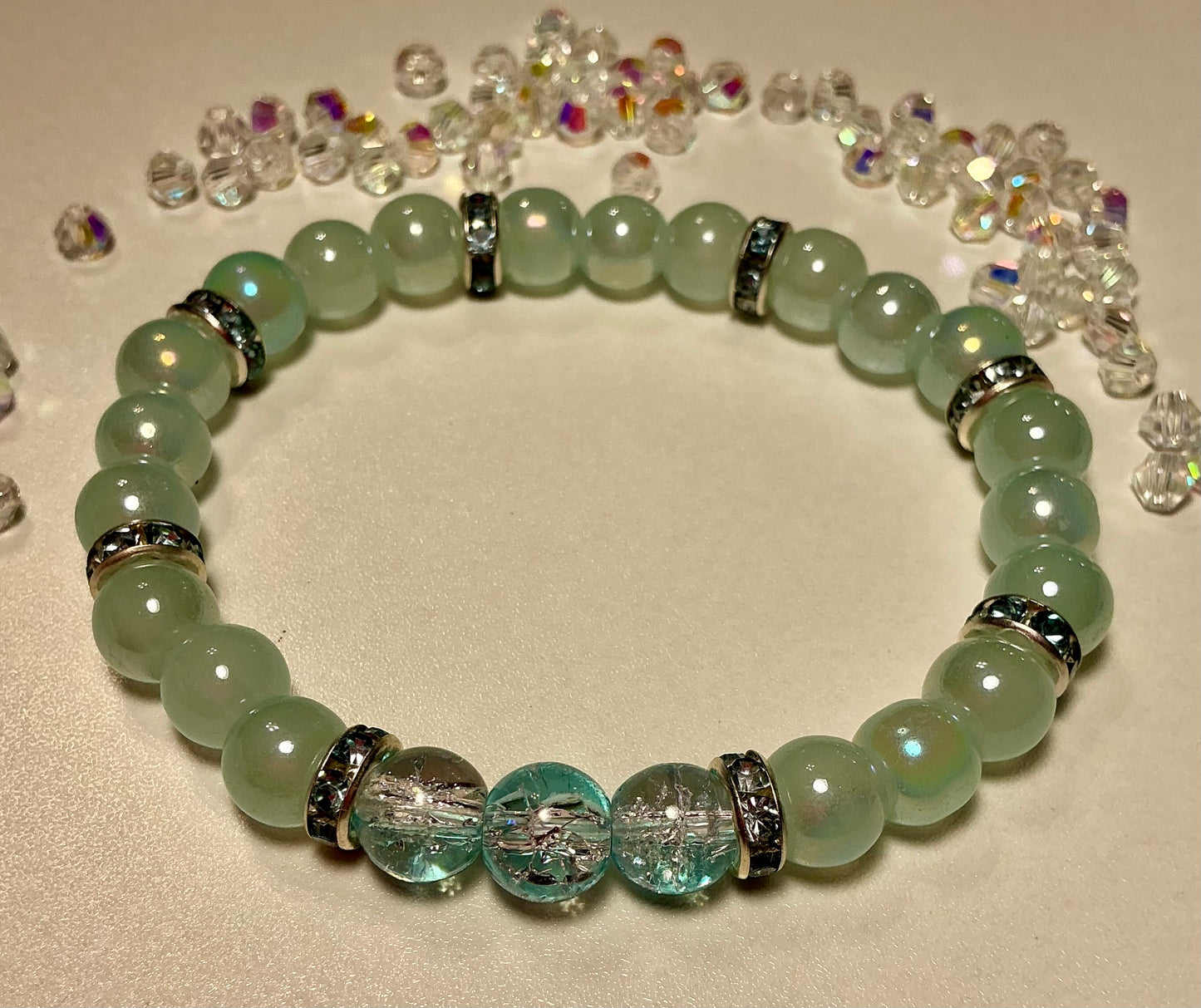 Glass Beaded and Rhinestone bracelet