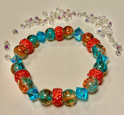 Glass Beaded and Rhinestone bracelet