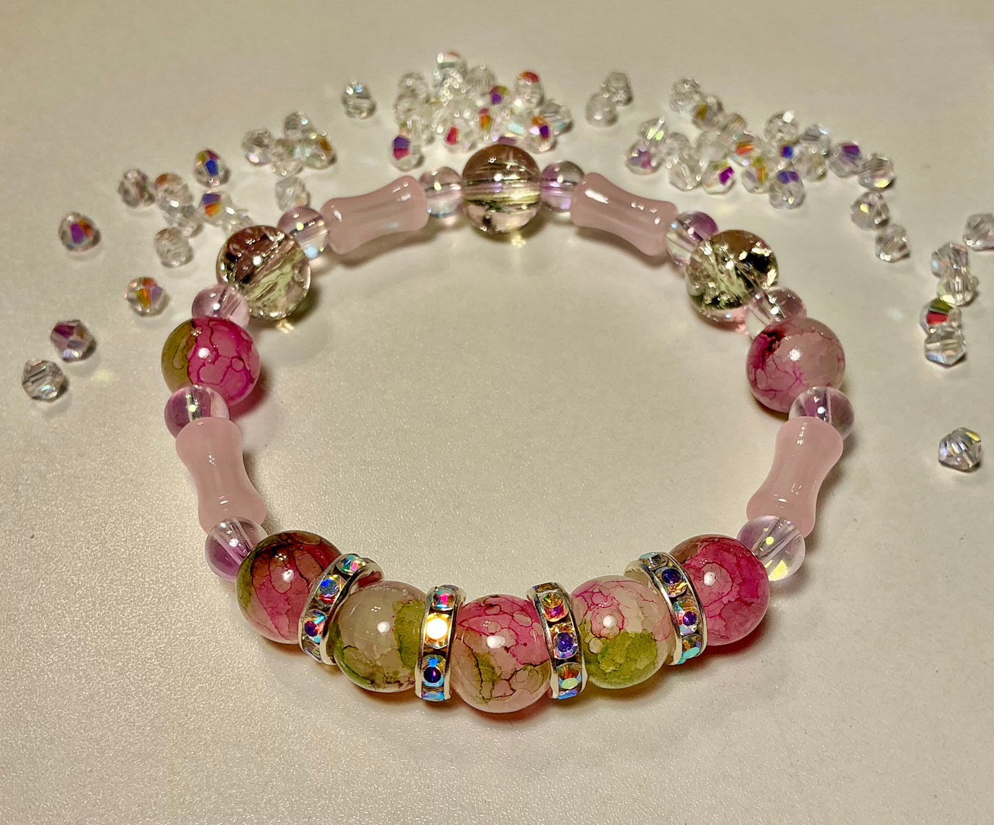 Glass Beaded and Rhinestone bracelet